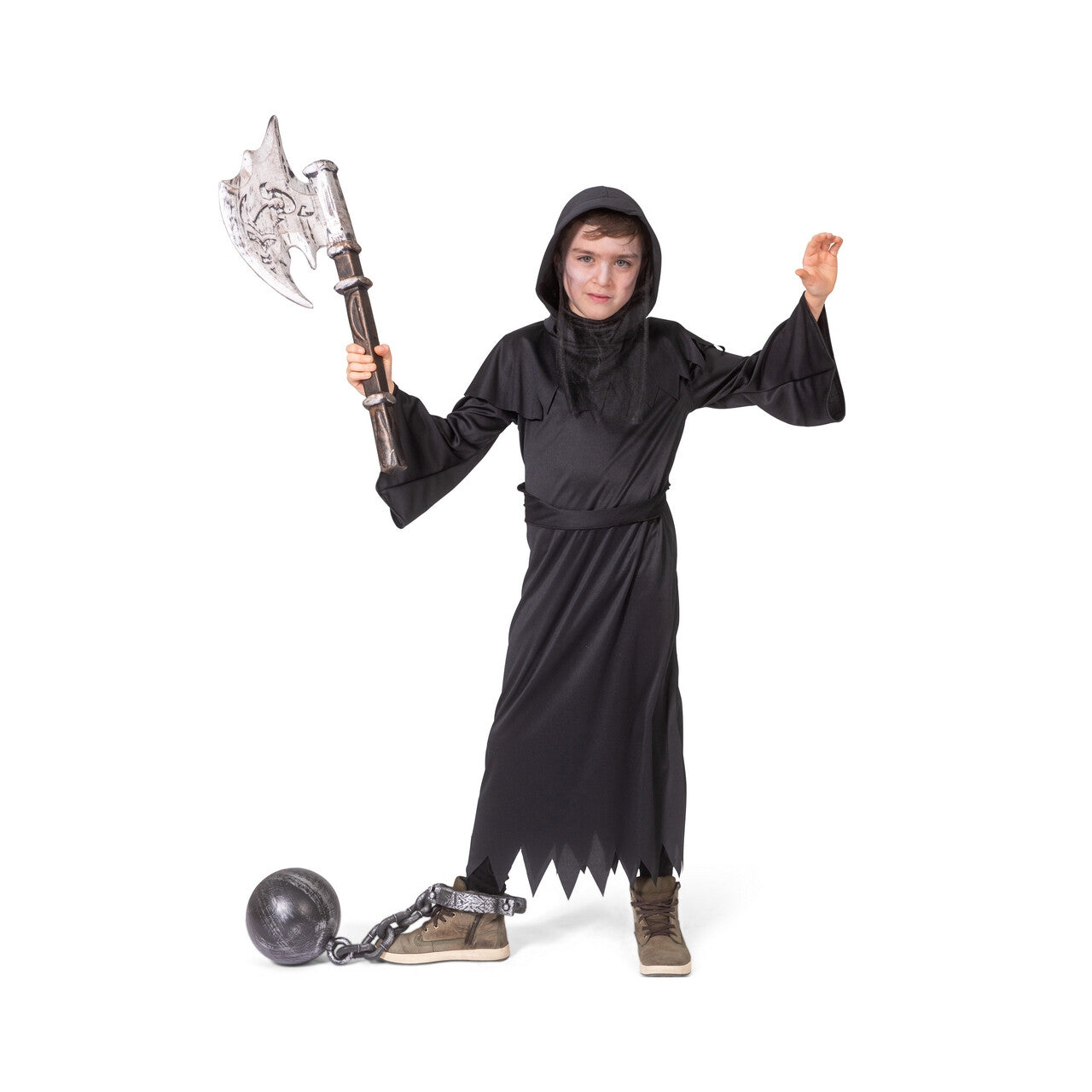 Op deze afbeelding zie je een Kostuums, van het merk Funny Fashion. Niet Te Bedwingen Zwarte Beul Kind Kostuum