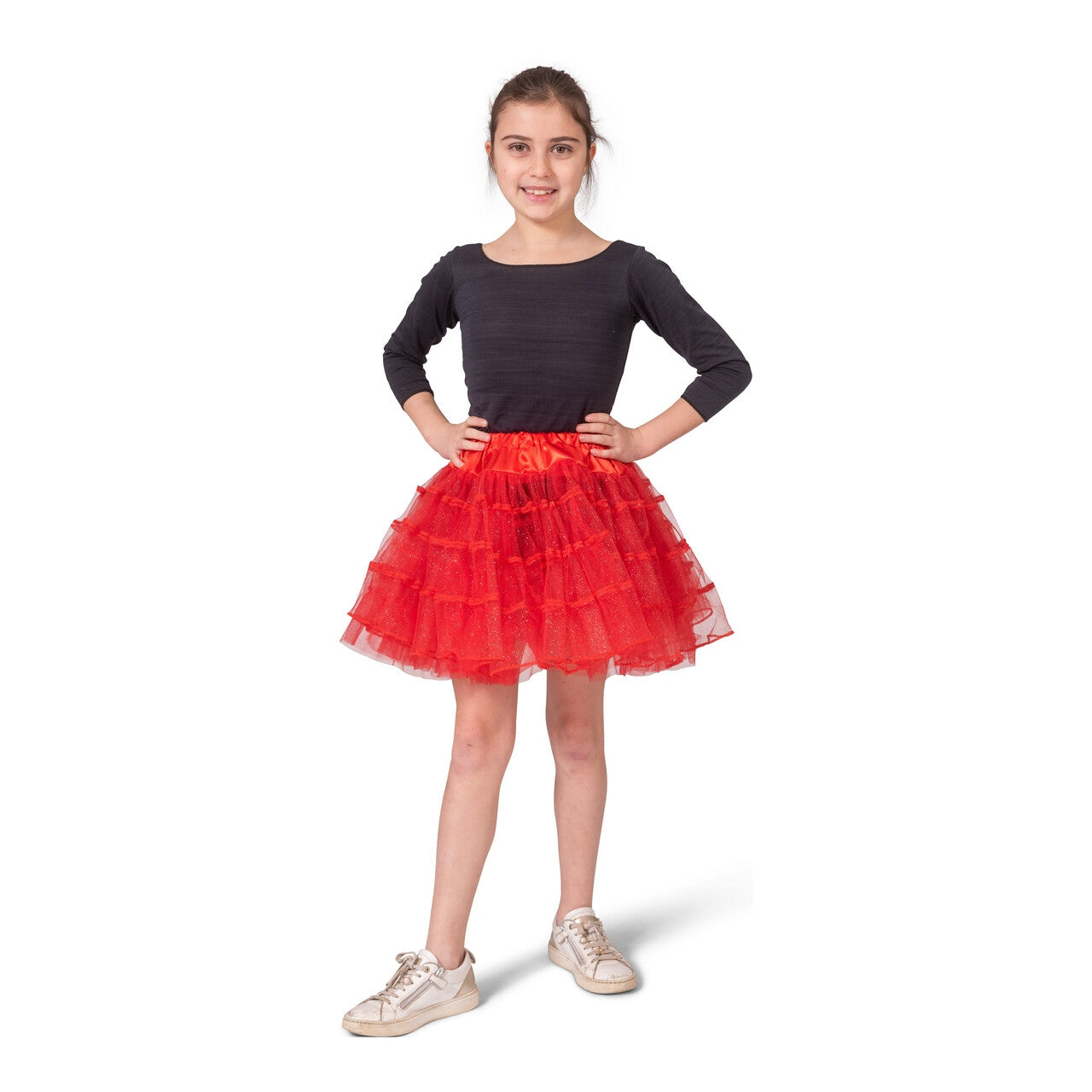 Op deze afbeelding zie je een Kostuums, van het merk Funny Fashion. Duivelse Rode Tule Petticoat Meisje