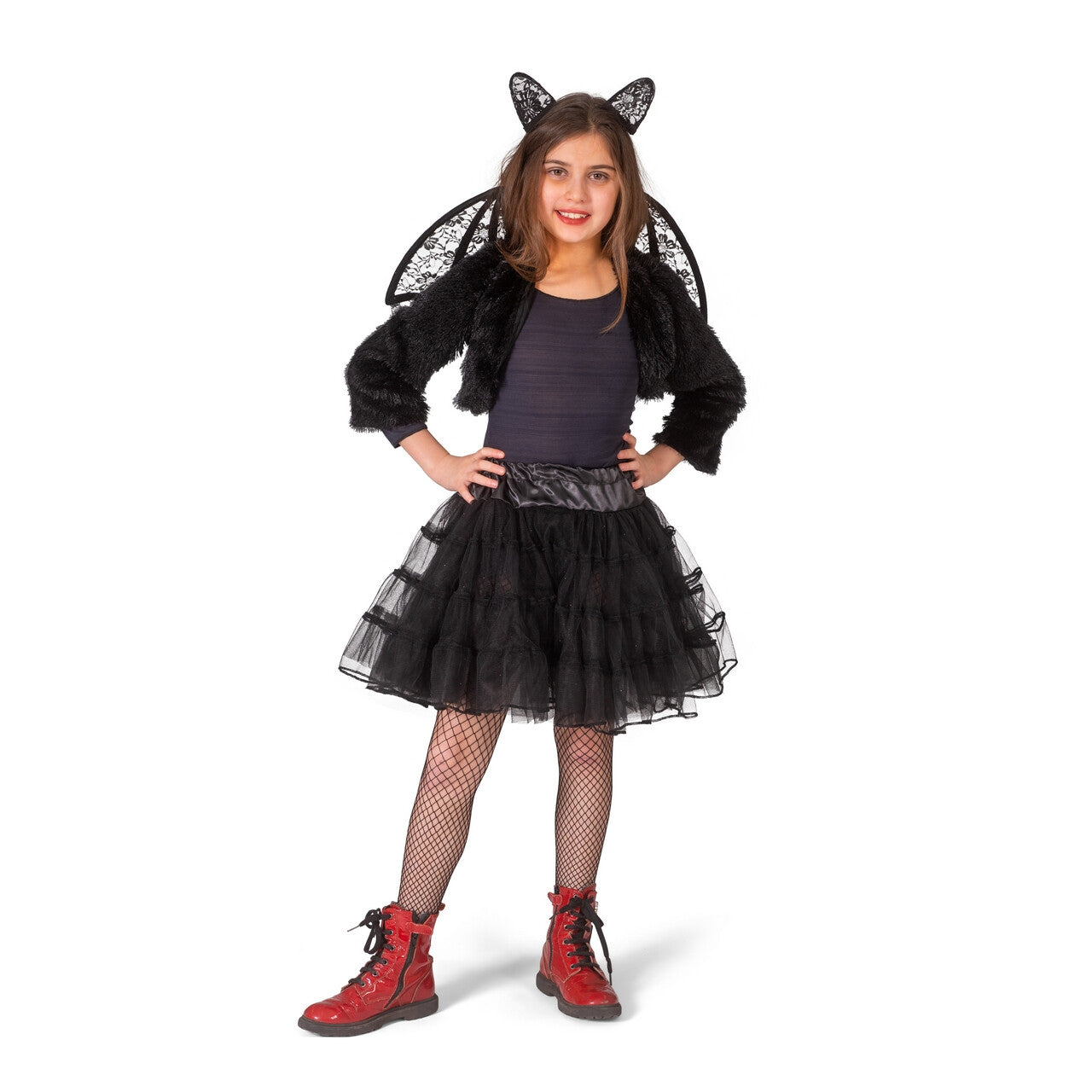 Op deze afbeelding zie je een Kostuums, van het merk Funny Fashion. Zwarte Glitter Tule Petticoat Meisje