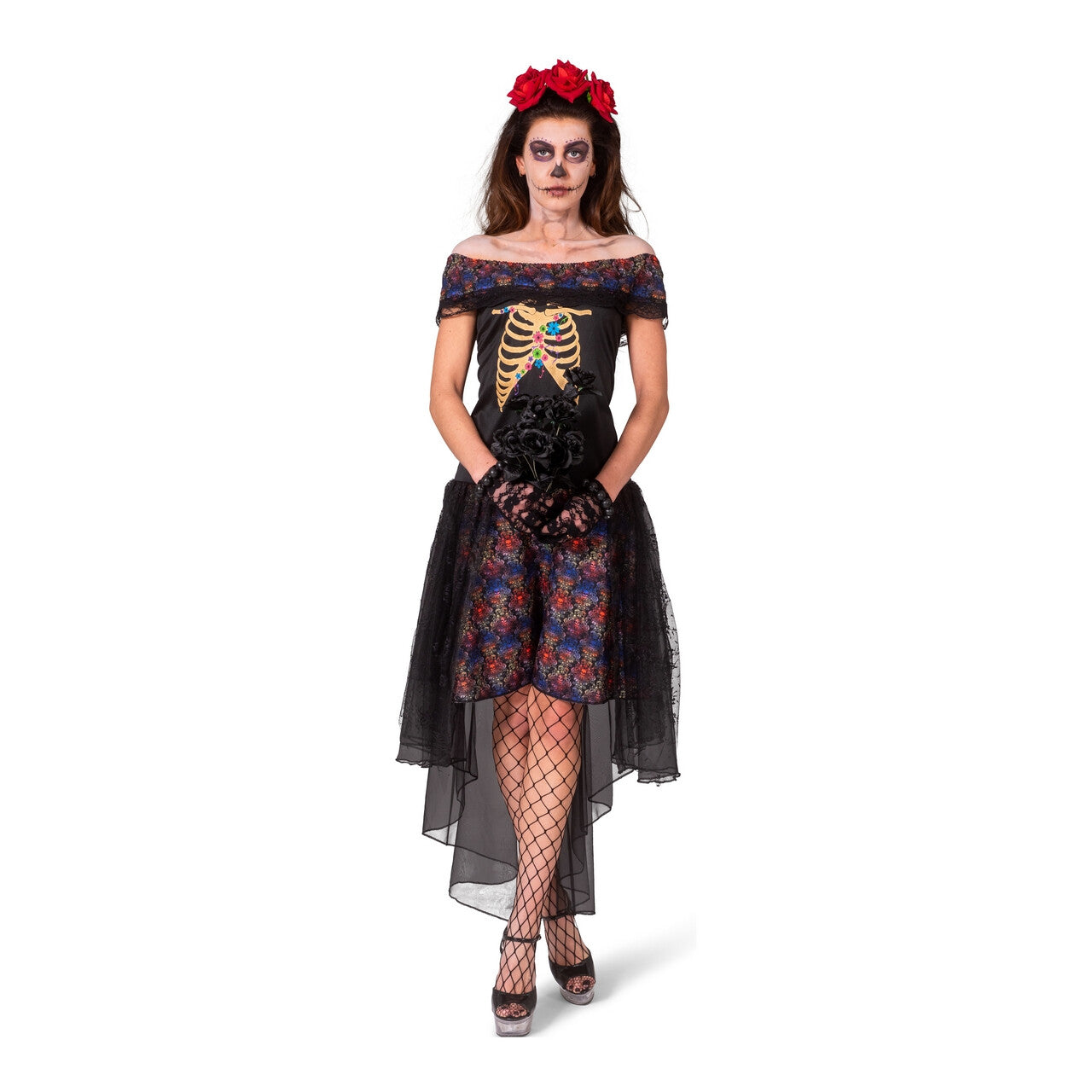 Op deze afbeelding zie je een Kostuums, van het merk Funny Fashion. Day Of The Dead Nee Ik Wil Niet Met Je Trouwen Bruid Vrouw Kostuum