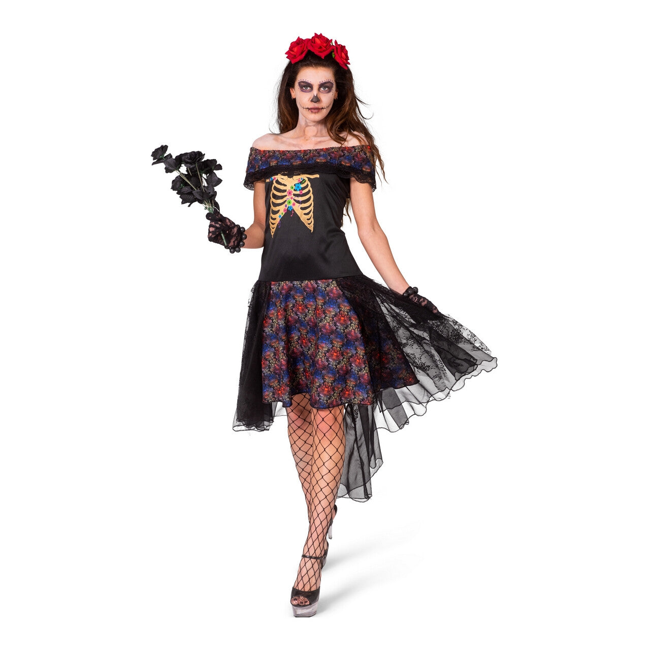 Op deze afbeelding zie je een Kostuums, van het merk Funny Fashion. Day Of The Dead Nee Ik Wil Niet Met Je Trouwen Bruid Vrouw Kostuum