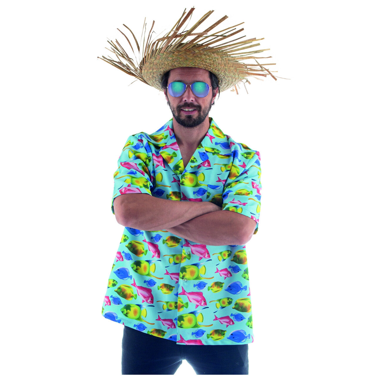 Op deze afbeelding zie je een Kostuums, van het merk Funny Fashion. Tropische Vissen Hawaii Shirt Man