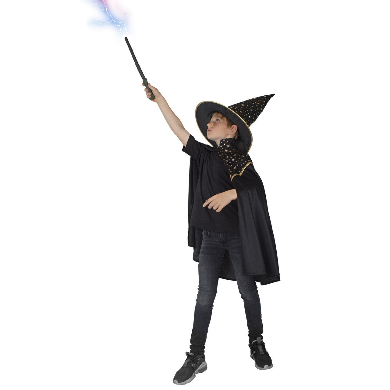 Op deze afbeelding zie je een Kostuums, van het merk Funny Fashion. Magische Zwarte Heksencape Kind Kostuum