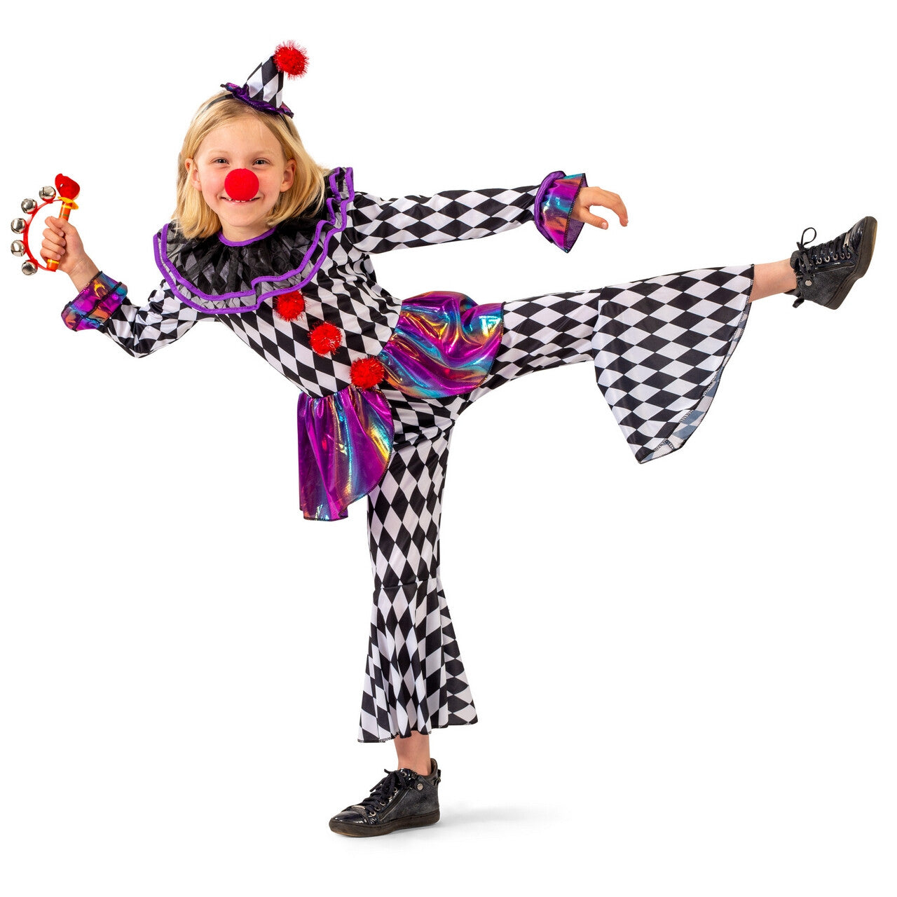 Op deze afbeelding zie je een Kostuums, van het merk Funny Fashion. Lollige Lola Clown Meisje Kostuum