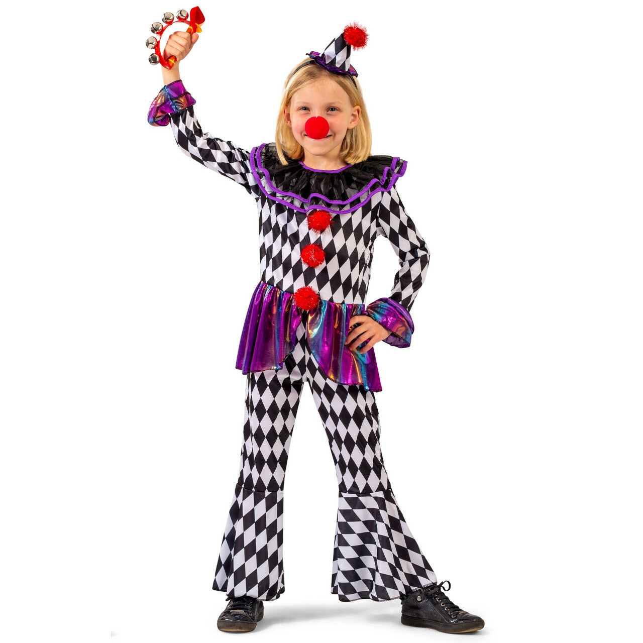 Op deze afbeelding zie je een Kostuums, van het merk Funny Fashion. Lollige Lola Clown Meisje Kostuum
