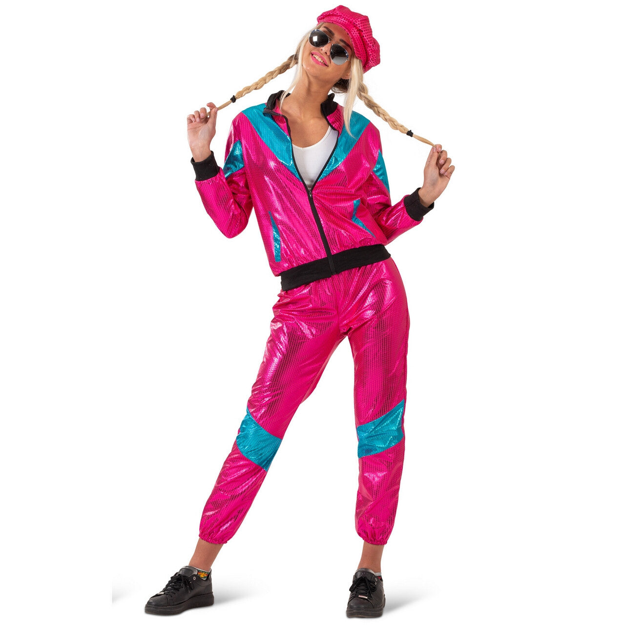 Op deze afbeelding zie je een Kostuums, van het merk Funny Fashion. Pink Fun Trainingspak Roxan Vrouw Kostuum