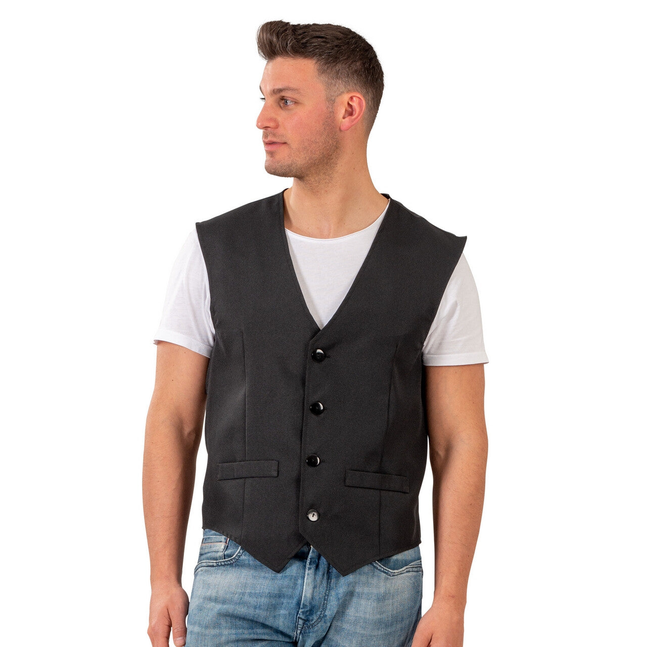 Op deze afbeelding zie je een Kostuums, van het merk Funny Fashion. Keurig Zwart Gilet Mr Perfect Man