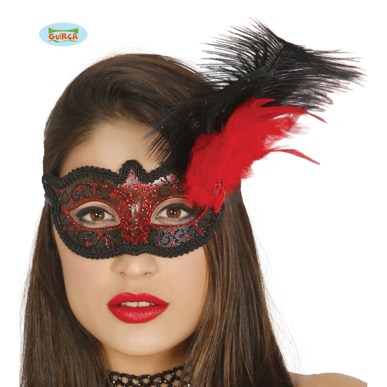 Op deze afbeelding zie je een Accessoires, van het merk Guirca. Oogmasker Met Veren Torcello