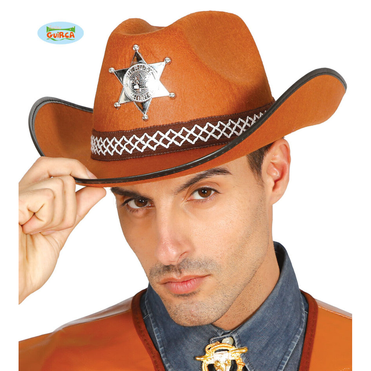 Op deze afbeelding zie je een Accessoires, van het merk Guirca. Sheriff Hoed Bruin Met Ster Nebraska