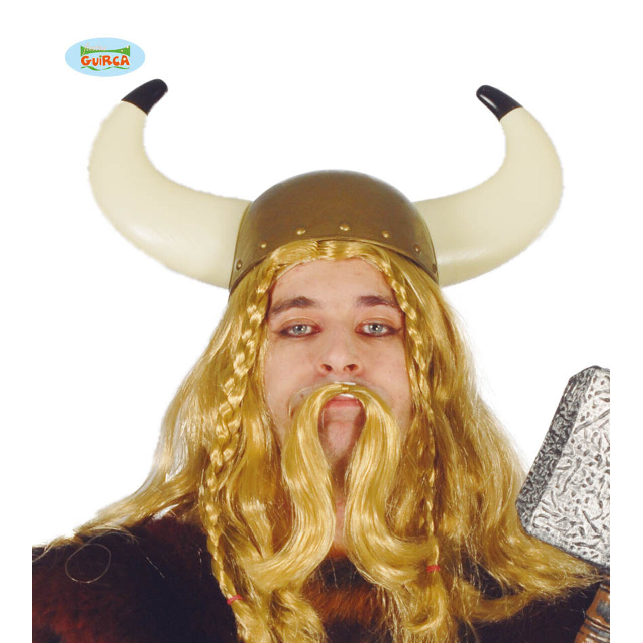 Op deze afbeelding zie je een Accessoires, van het merk Guirca. Viking Helm Gigantische Hoorns
