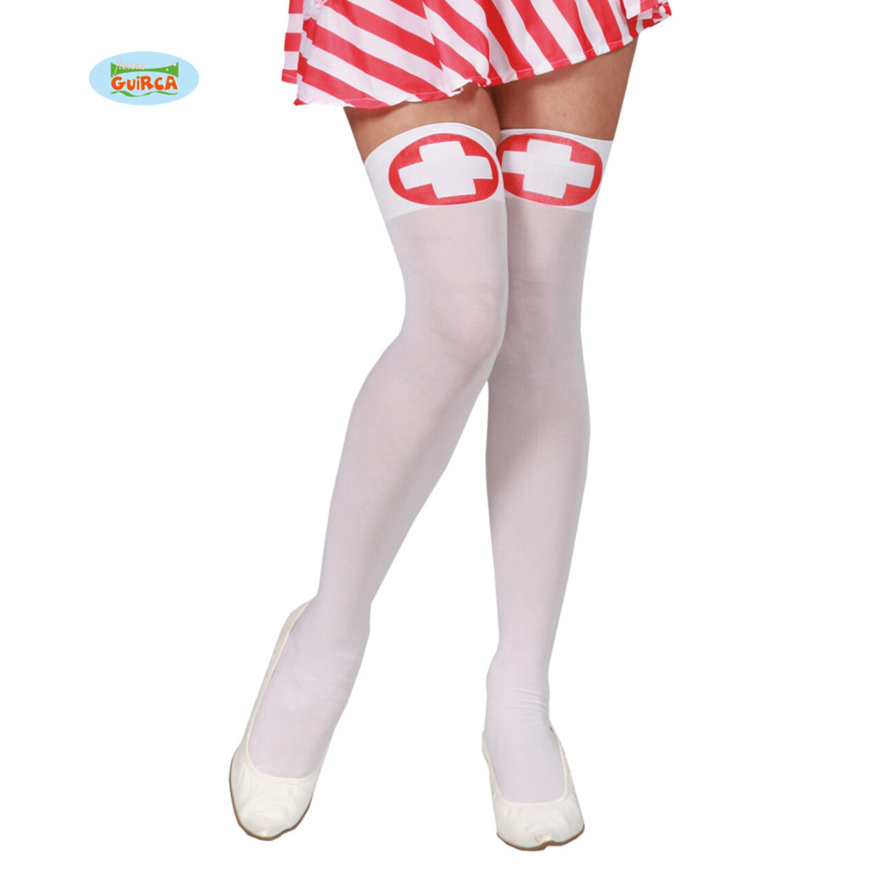 Op deze afbeelding zie je een Accessoires, van het merk Guirca. Kousen Witte Kruis Verpleegster
