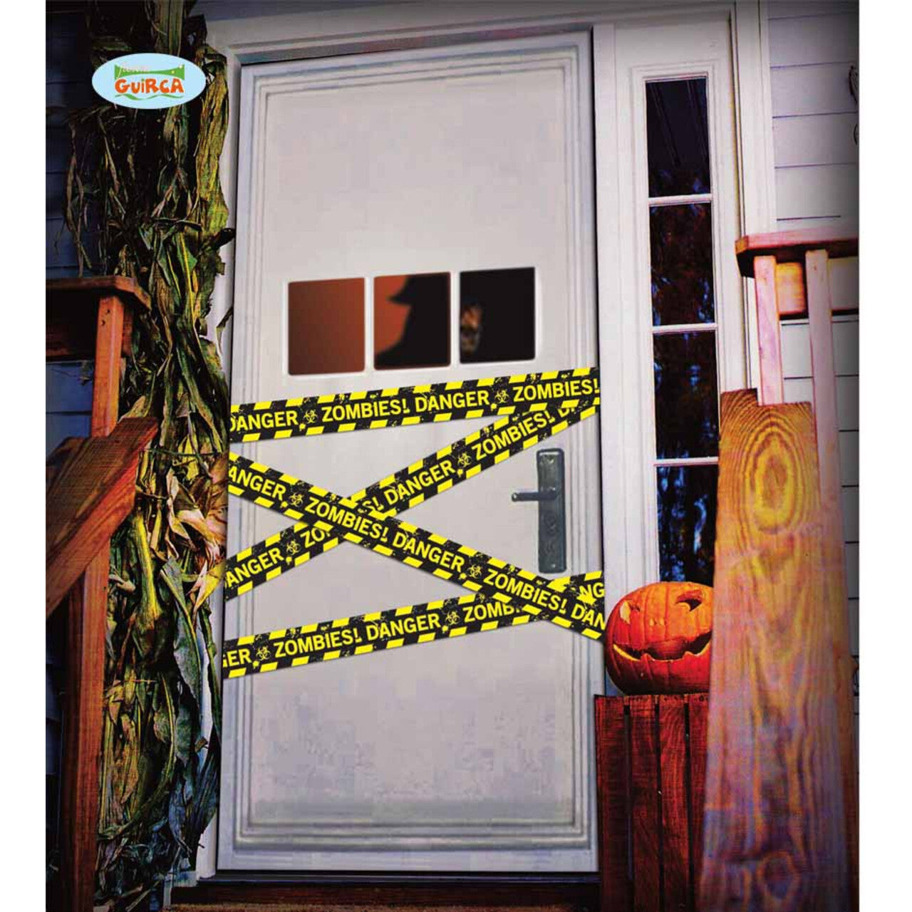 Op deze afbeelding zie je een Decoratie, van het merk Guirca. Afzetlint Halloween Danger Zombies 600 Centimeter