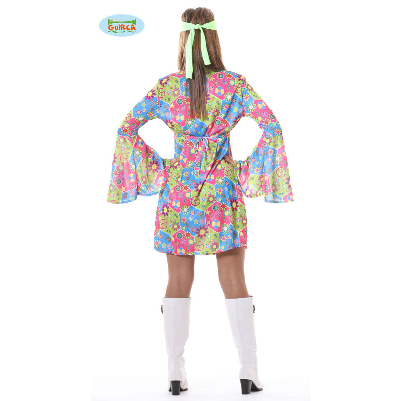 Op deze afbeelding zie je een Kostuums, van het merk Guirca. Lovely Love Flower Power Vrouw Kostuum