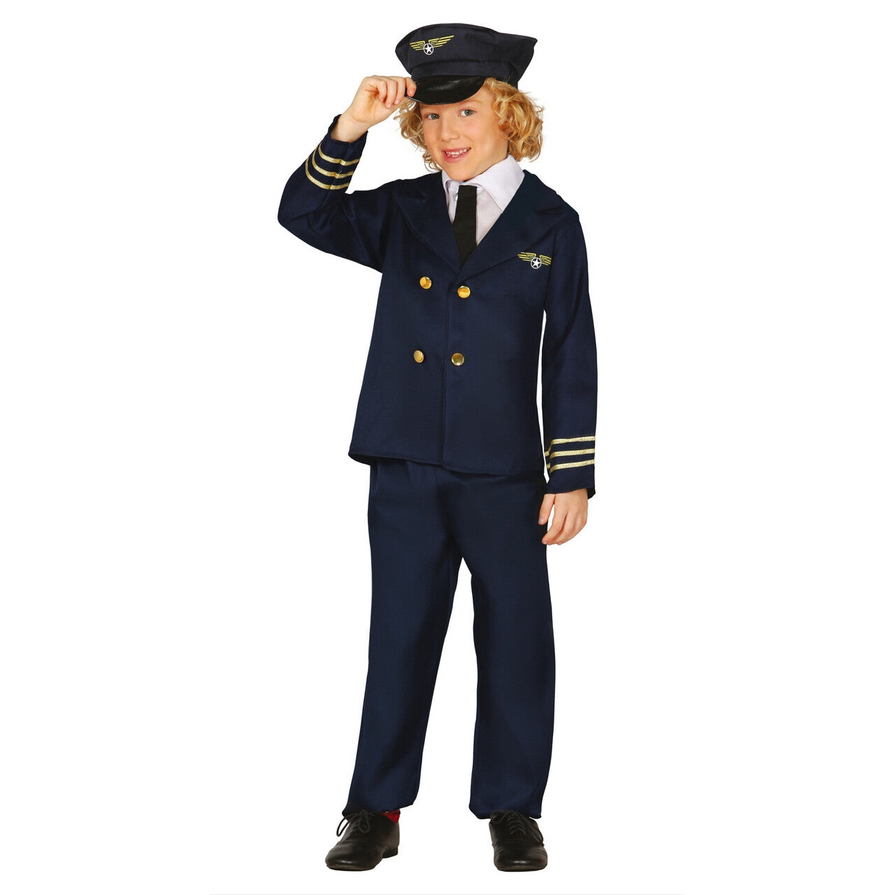 Op deze afbeelding zie je een Kostuums, van het merk Guirca. Boeing 747 Piloot Jongen Kostuum