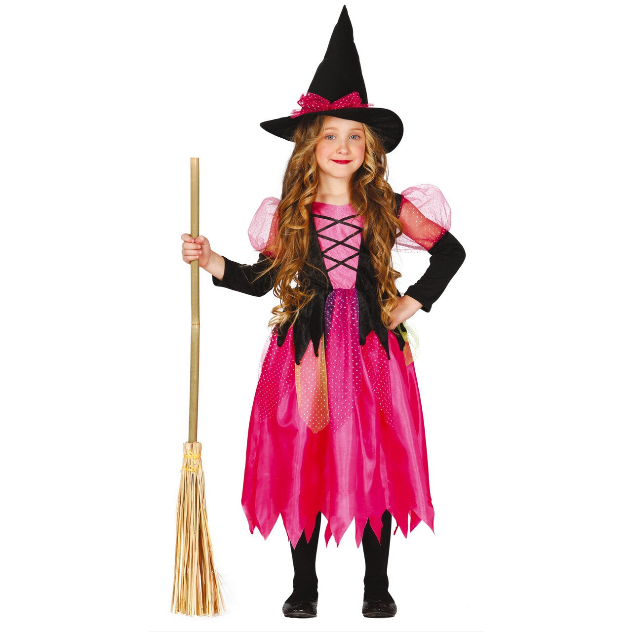 Op deze afbeelding zie je een Kostuums, van het merk Guirca. Slechte Roze Heks Meisje Kostuum