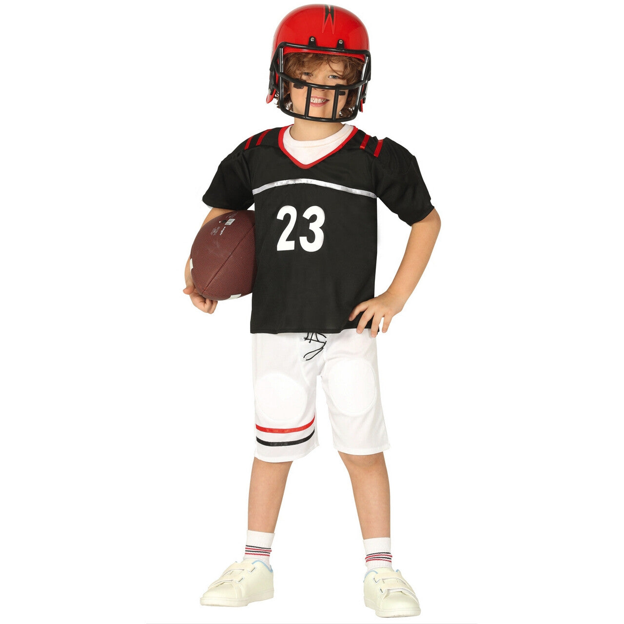 Op deze afbeelding zie je een Kostuums, van het merk Guirca. 100 Yards Quarterback Jongen Kostuum
