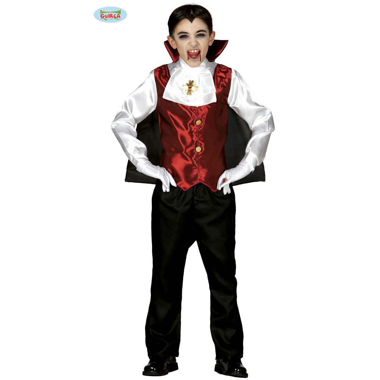 Op deze afbeelding zie je een Kostuums, van het merk Guirca. Even Doorbijten Dracula Jongen Kostuum