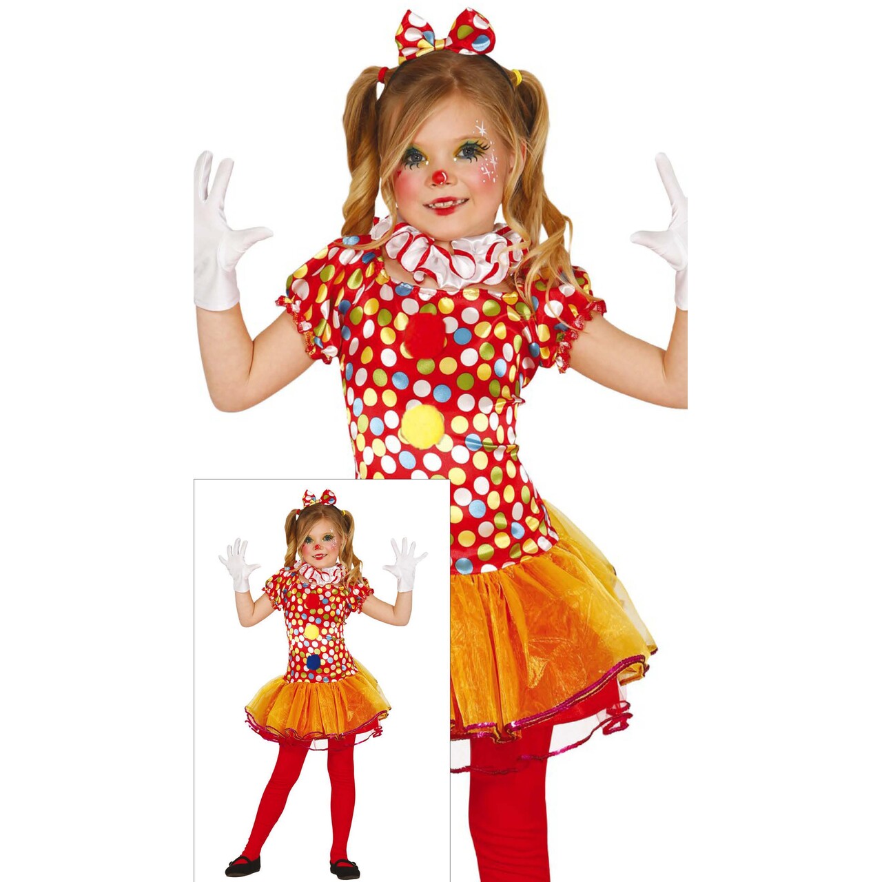 Op deze afbeelding zie je een Kostuums, van het merk Guirca. Circus Van De Lach Clown Meisje Kostuum