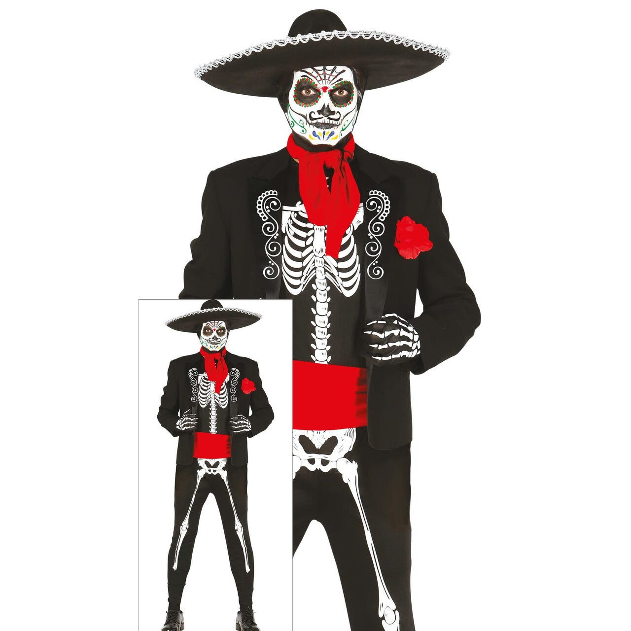 Op deze afbeelding zie je een Kostuums, van het merk Guirca. Magere Mario Mariachi Man Kostuum