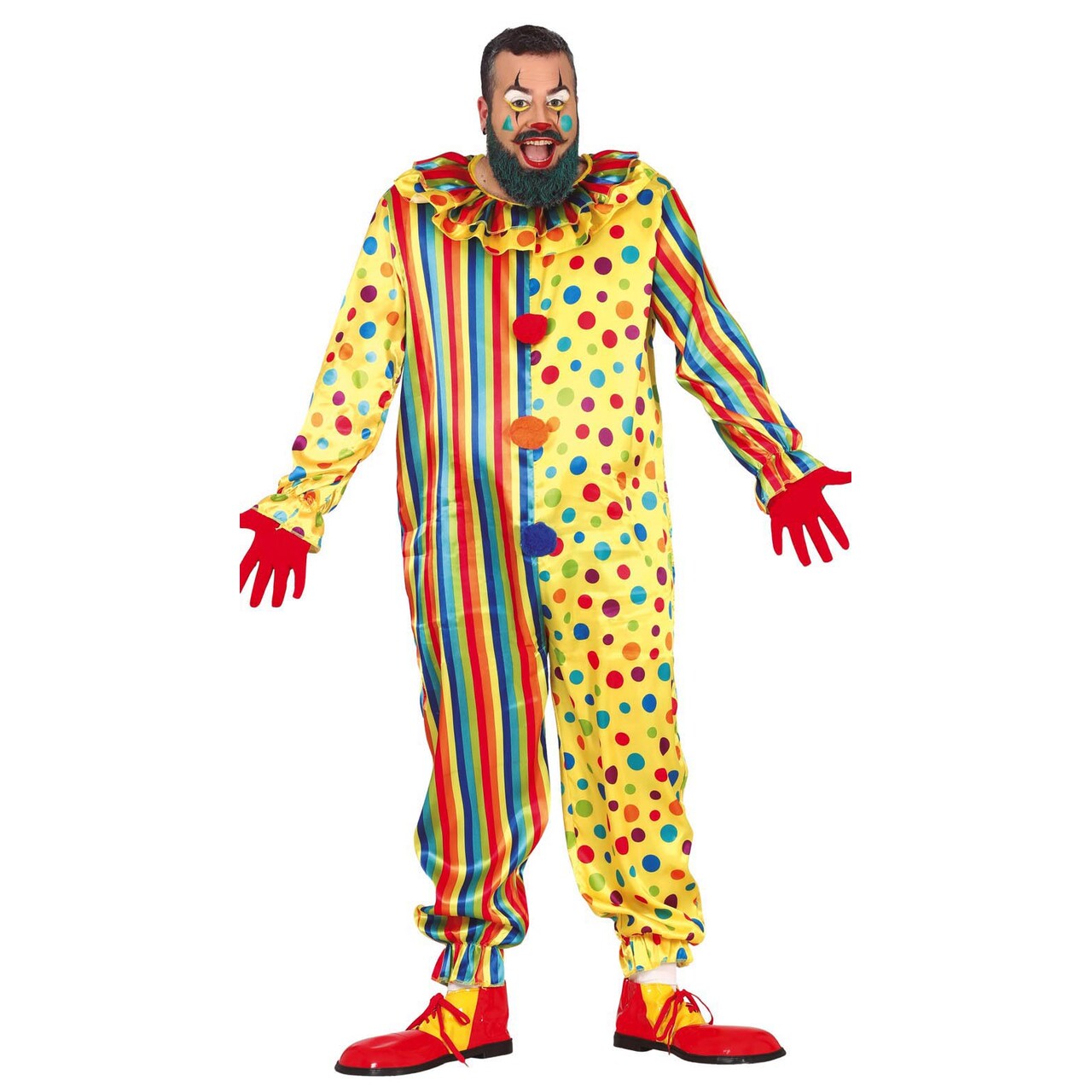 Op deze afbeelding zie je een Kostuums, van het merk Guirca. Te Gek Clown Man Kostuum