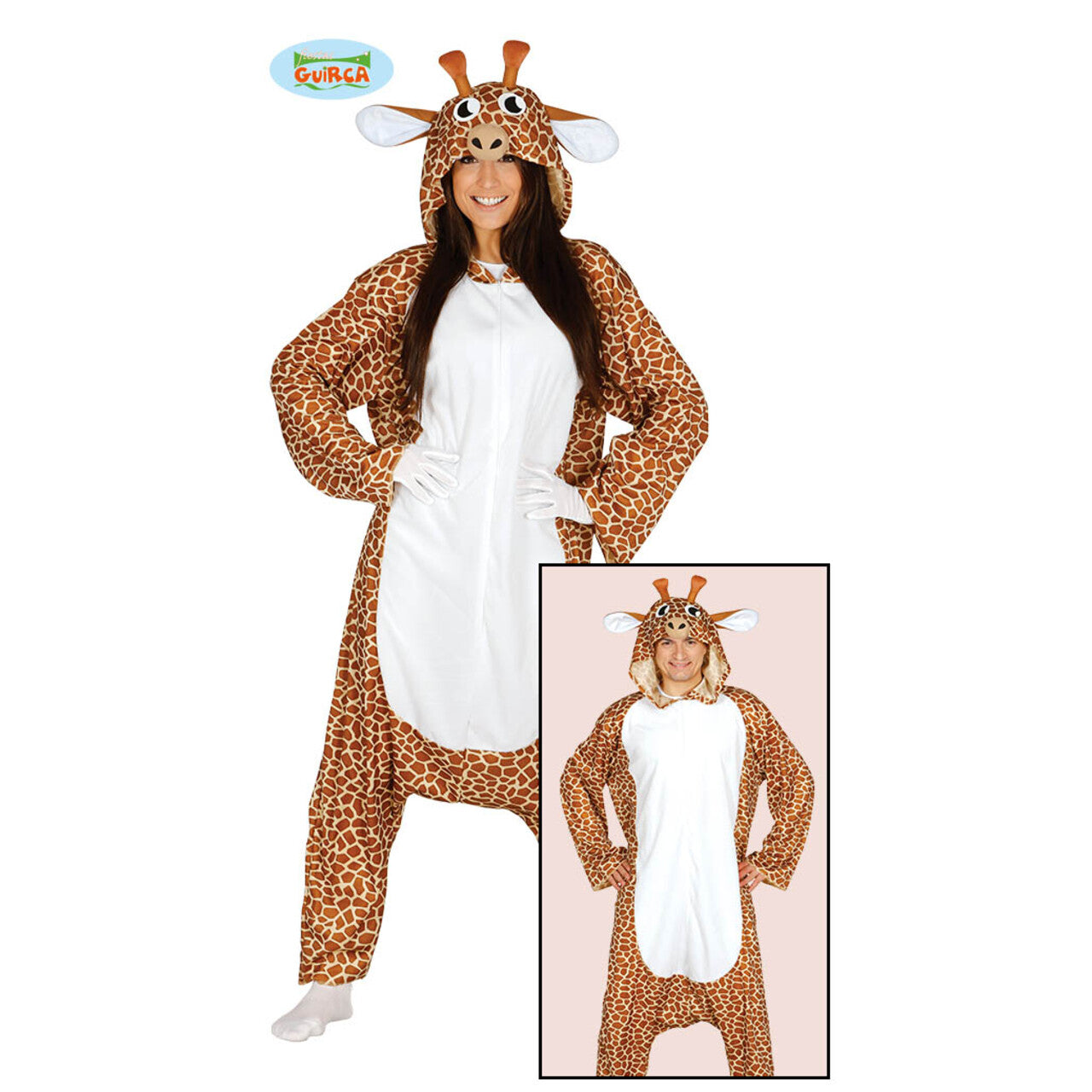 Op deze afbeelding zie je een Kostuums, van het merk Guirca. Giraffe Afrika Jumpsuit Vrouw Kostuum