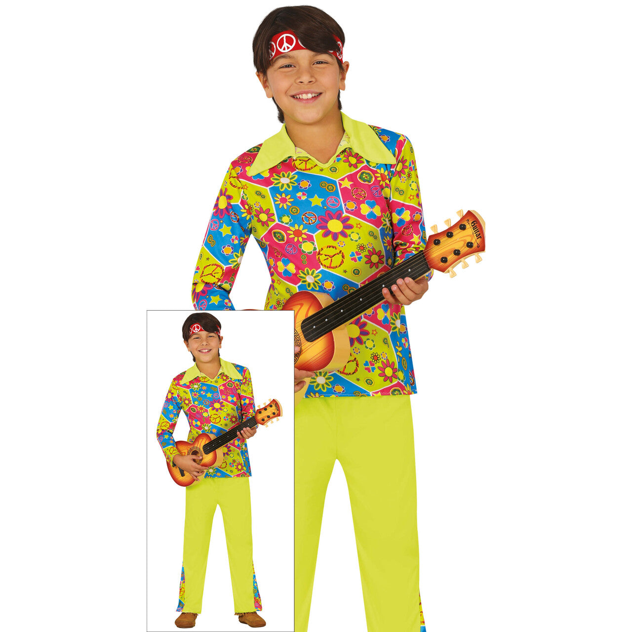 Op deze afbeelding zie je een Kostuums, van het merk Guirca. Relaxte Hippie Jongen Kostuum