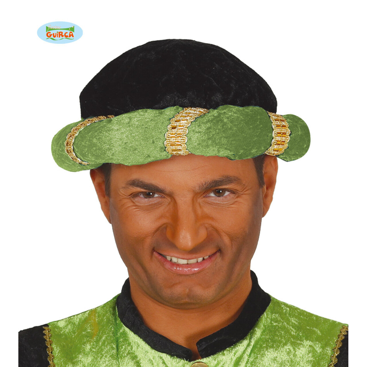Op deze afbeelding zie je een Accessoires, van het merk Guirca. Groene Tulband Singh
