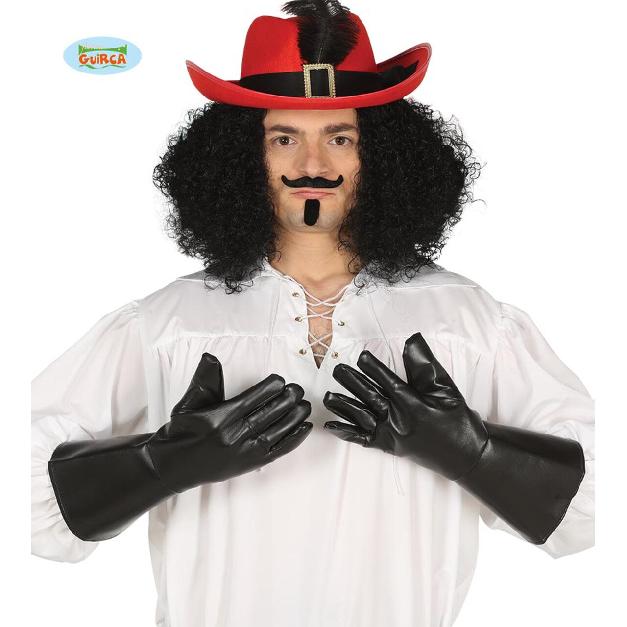Op deze afbeelding zie je een Accessoires, van het merk Guirca. Zwarte Leder Look Handschoenen Piraat
