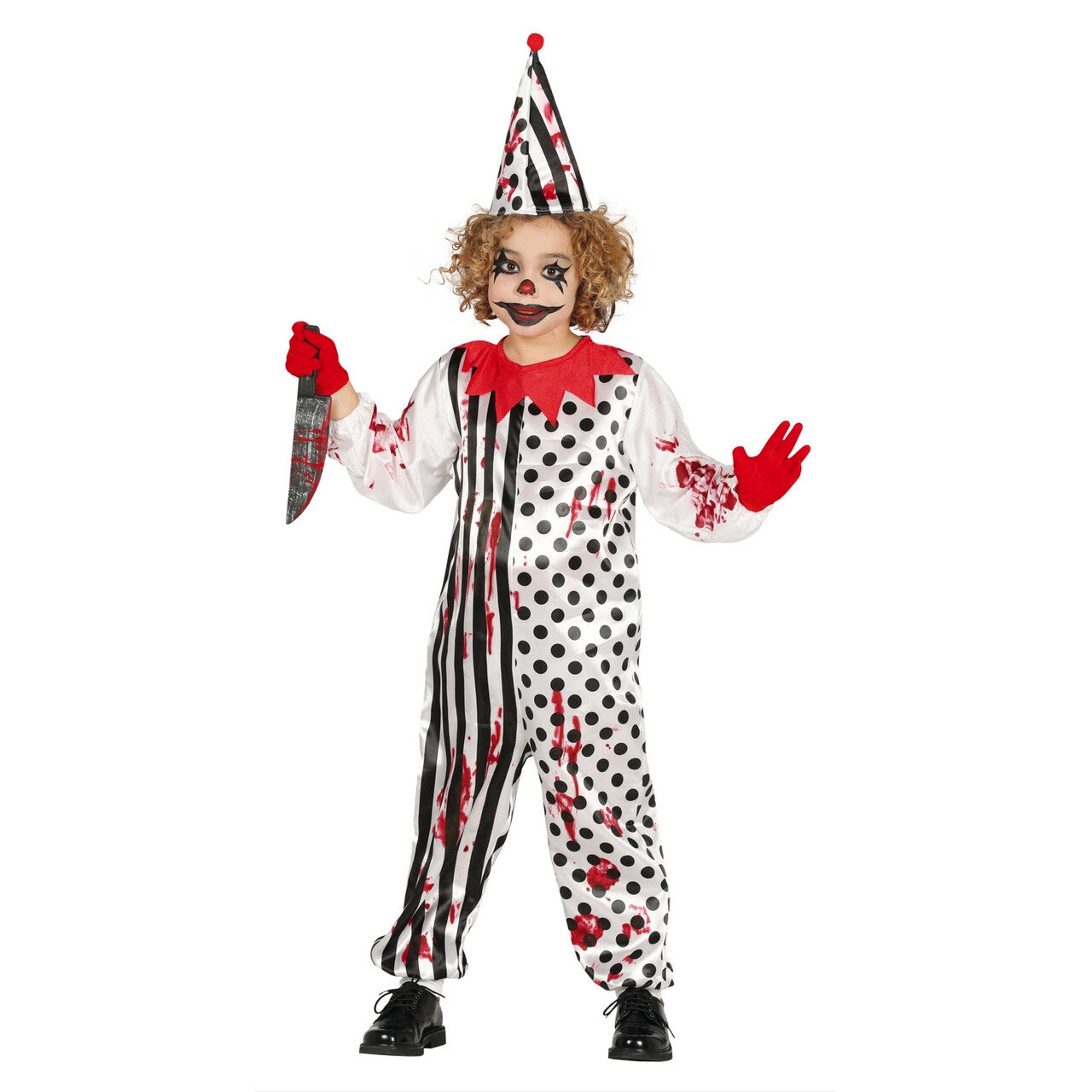 Op deze afbeelding zie je een Kostuums, van het merk Guirca. Zombie Pierrot Clown Kind Kostuum