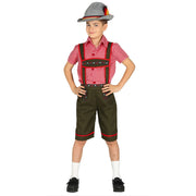 Op deze afbeelding zie je een Kostuums, van het merk Guirca. Groene Timo Tiroler Lederhose Met Rood Shirt Jongen Kostuum