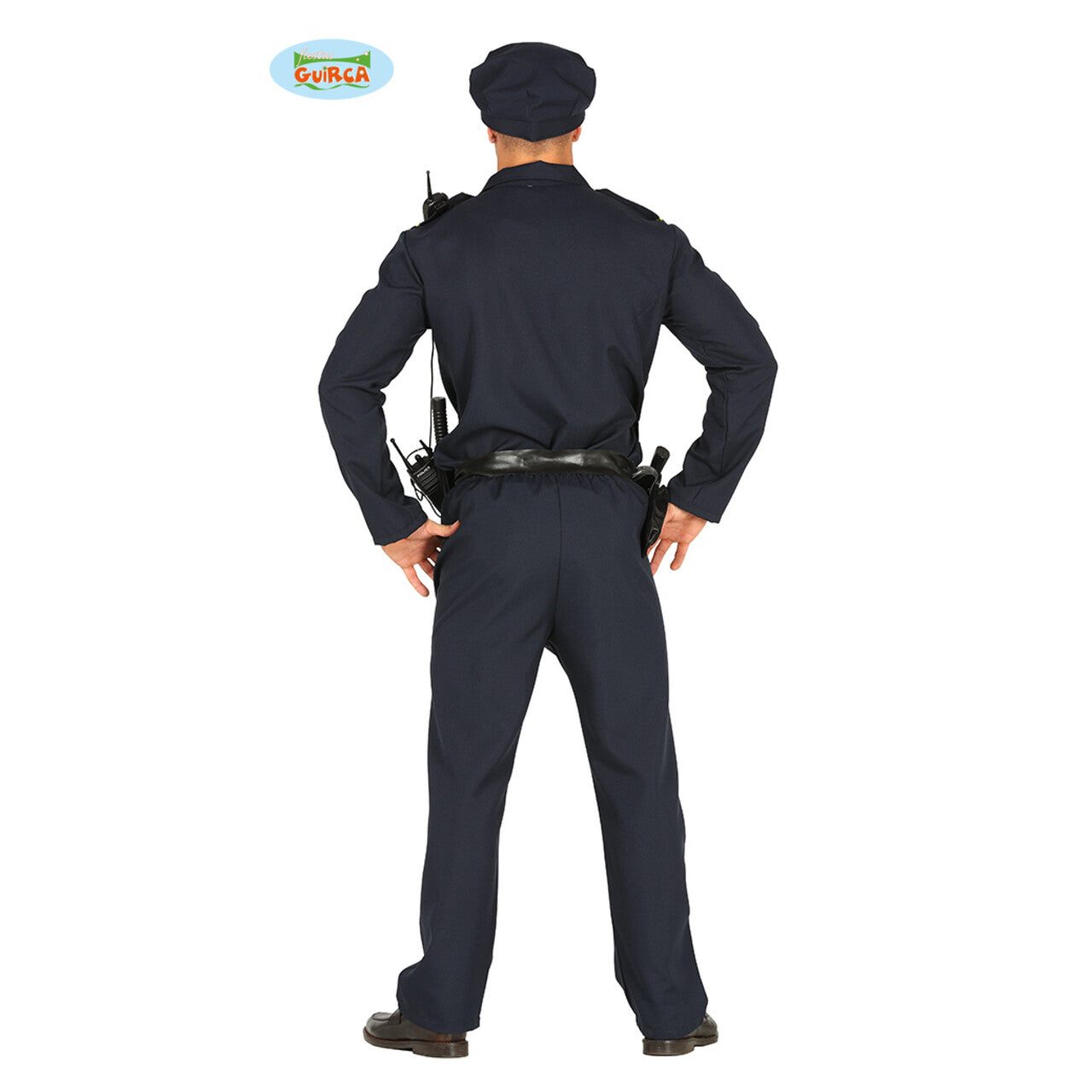 Op deze afbeelding zie je een Kostuums, van het merk Guirca. Pientere Politie Agent Zwart Man Kostuum