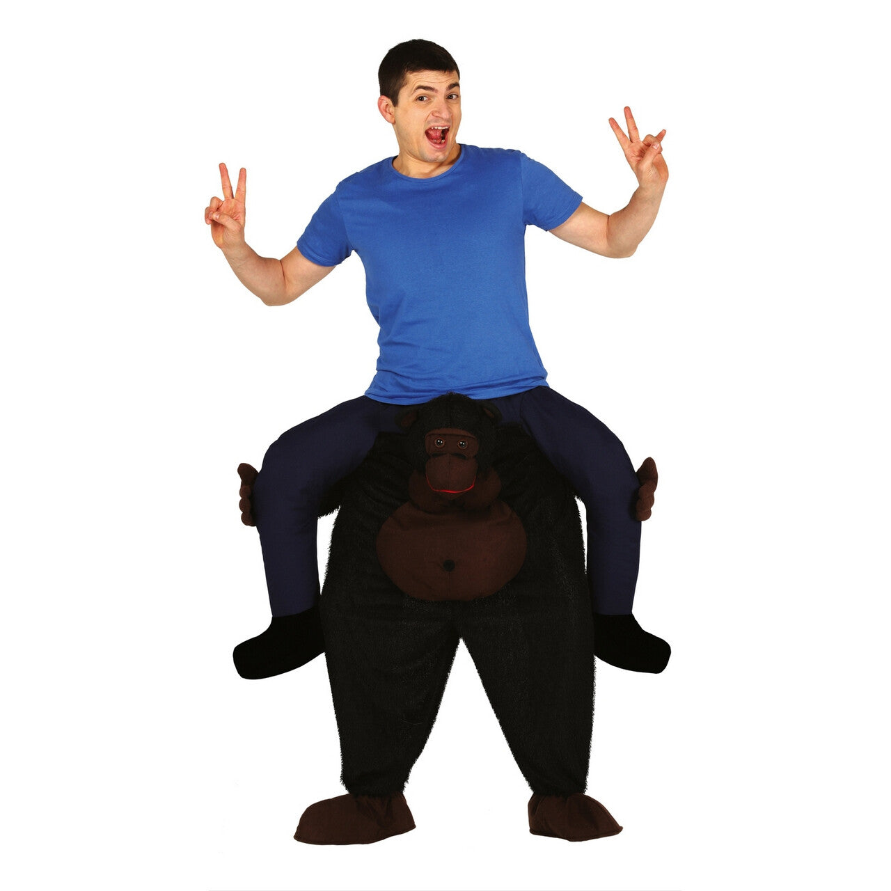 Op deze afbeelding zie je een Kostuums, van het merk Guirca. Op De Brede Schouders Van Een Oersterke Gorilla Man Kostuum