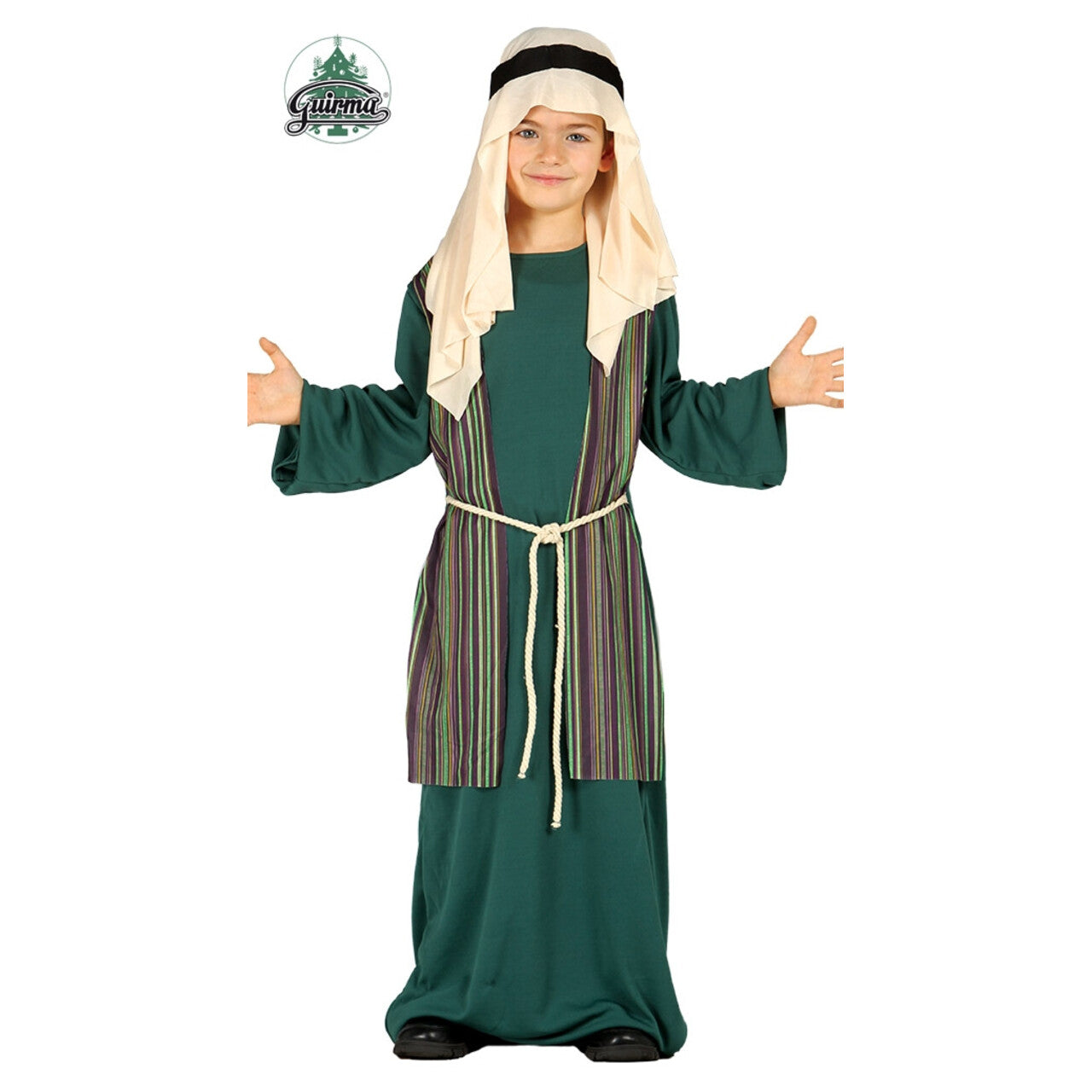 Op deze afbeelding zie je een Kostuums, van het merk Guirma. Herder Uit Jeruzalem Groen Jongen Kostuum