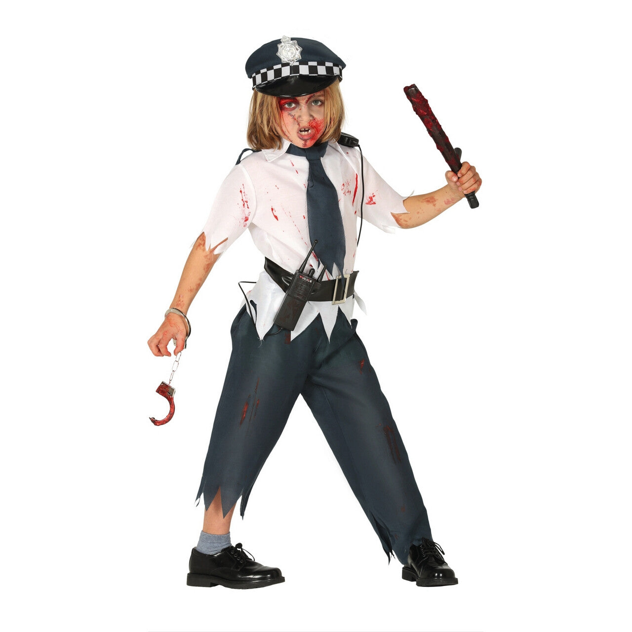Op deze afbeelding zie je een Kostuums, van het merk Guirca. Uit De Hand Gelopen Arrestatie Politie Zombie Jongen Kostuum