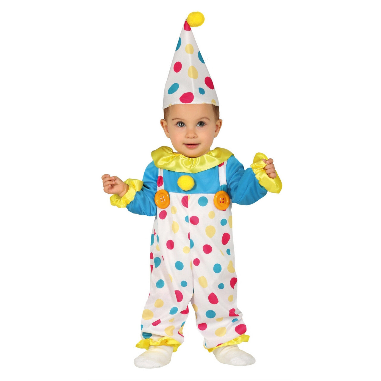 Op deze afbeelding zie je een Kostuums, van het merk Guirca. Vrolijke Stippel Clown Kind Kostuum