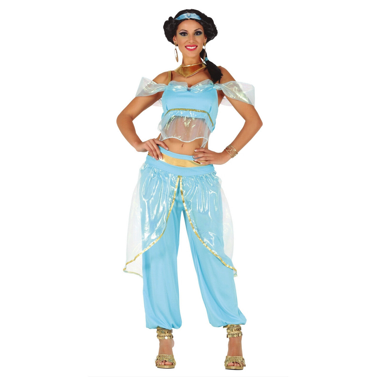 Op deze afbeelding zie je een Kostuums, van het merk Guirca. Blauw Snoepje Van De Harem Yasmine Vrouw Kostuum