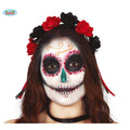 Dia De Los Muertos Hoofdband Met Zwarte En Rode Rozen