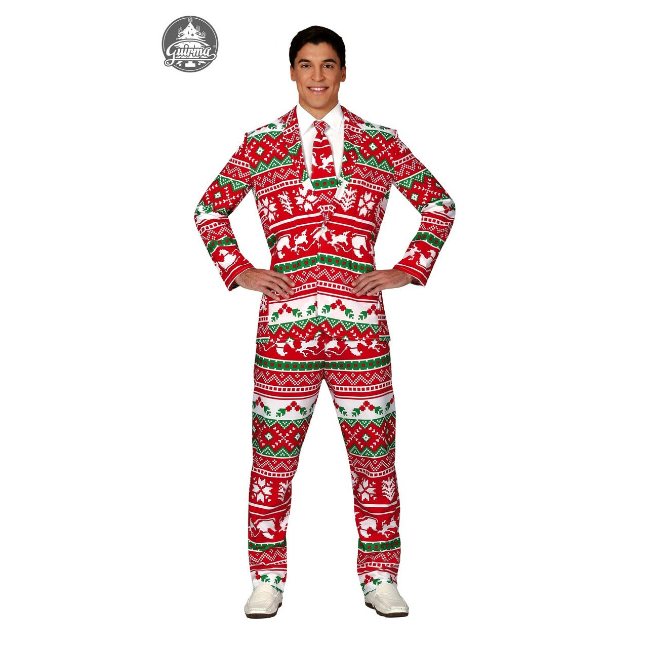 Op deze afbeelding zie je een Kostuums, van het merk Guirma. Hulst Takken IJskristallen Kerst Man Kostuum