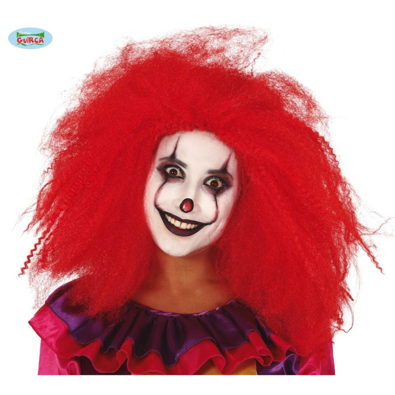 Op deze afbeelding zie je een Accessoires, van het merk Guirca. Krankzinnige Rode Clown Pruik