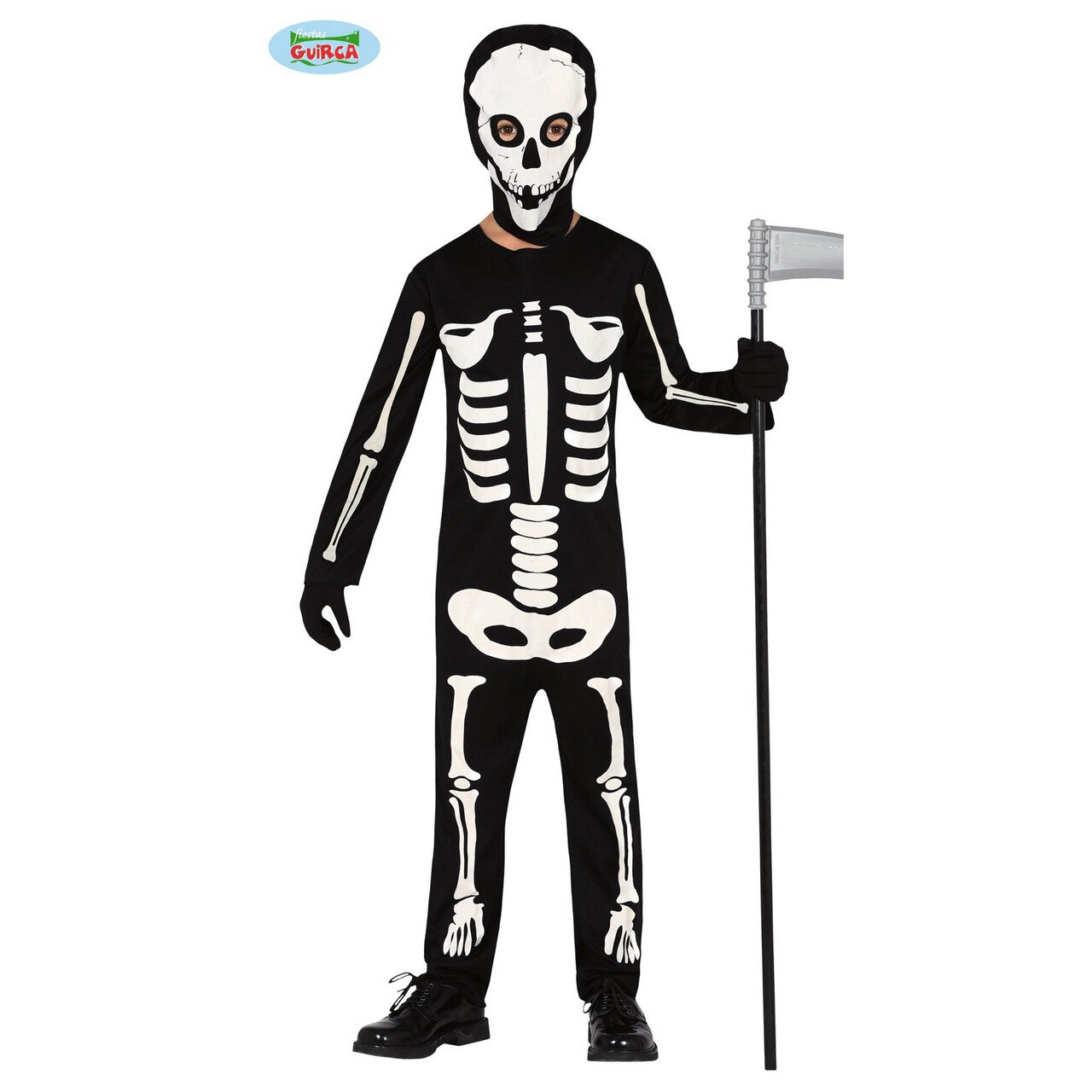 Op deze afbeelding zie je een Kostuums, van het merk Guirca. Knekelman Halloween Skelet Kind Kind Kostuum
