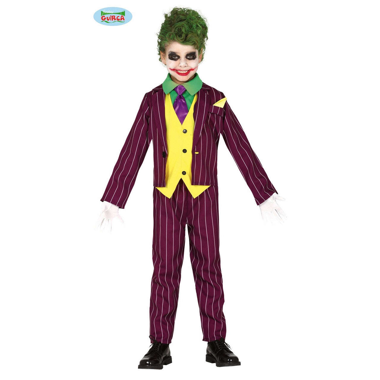 Op deze afbeelding zie je een Kostuums, van het merk Guirca. Onprettig Gestoorde Schurk Joker Kind Jongen Kostuum
