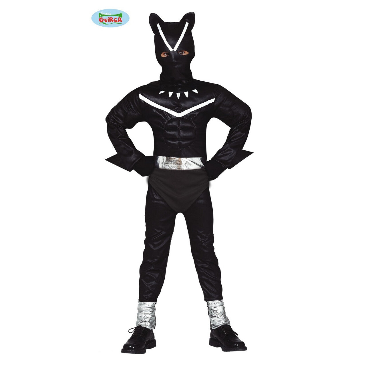 Op deze afbeelding zie je een Kostuums, van het merk Guirca. Superheld Soepele Zwarte Kat Jongen Kostuum