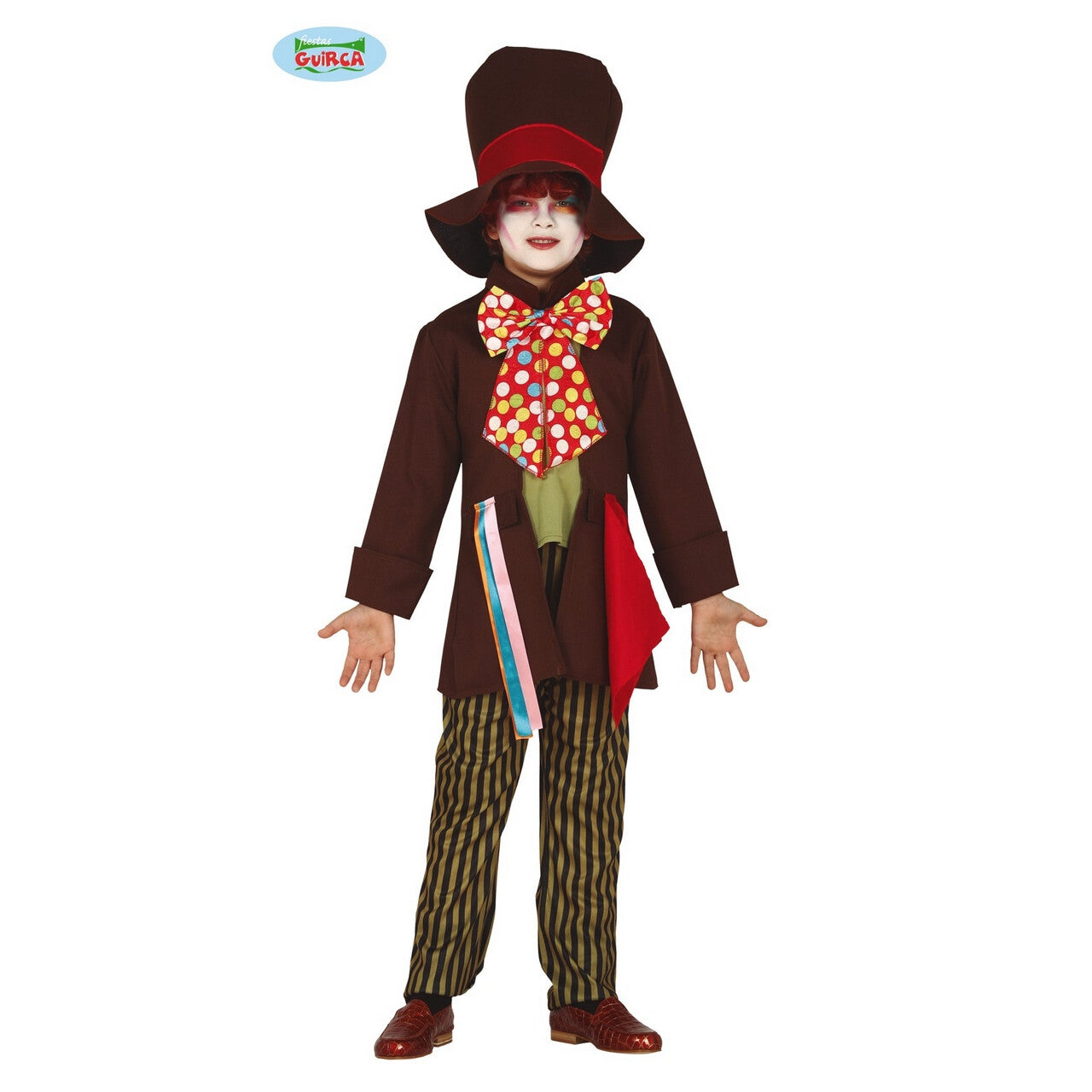 Op deze afbeelding zie je een Kostuums, van het merk Guirca. Knotsgek Bont Mad Hatter Sprookjes Kostuum Jongen