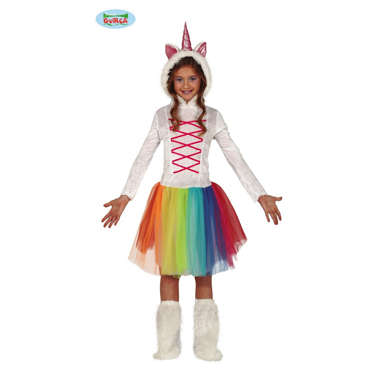 Op deze afbeelding zie je een Kostuums, van het merk Guirca. Fantasie Eenhoorn Regenboog Meisje Kostuum