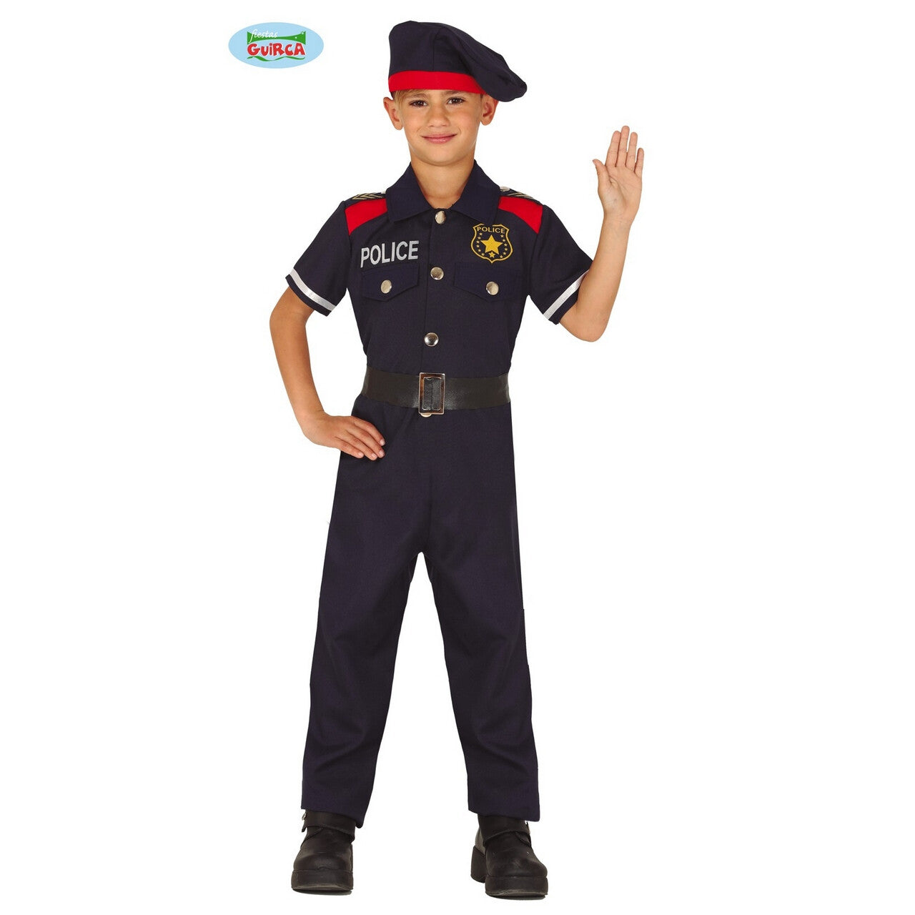 Op deze afbeelding zie je een Kostuums, van het merk Guirca. Spaanse Politie Agent Madrid Jongen Kostuum