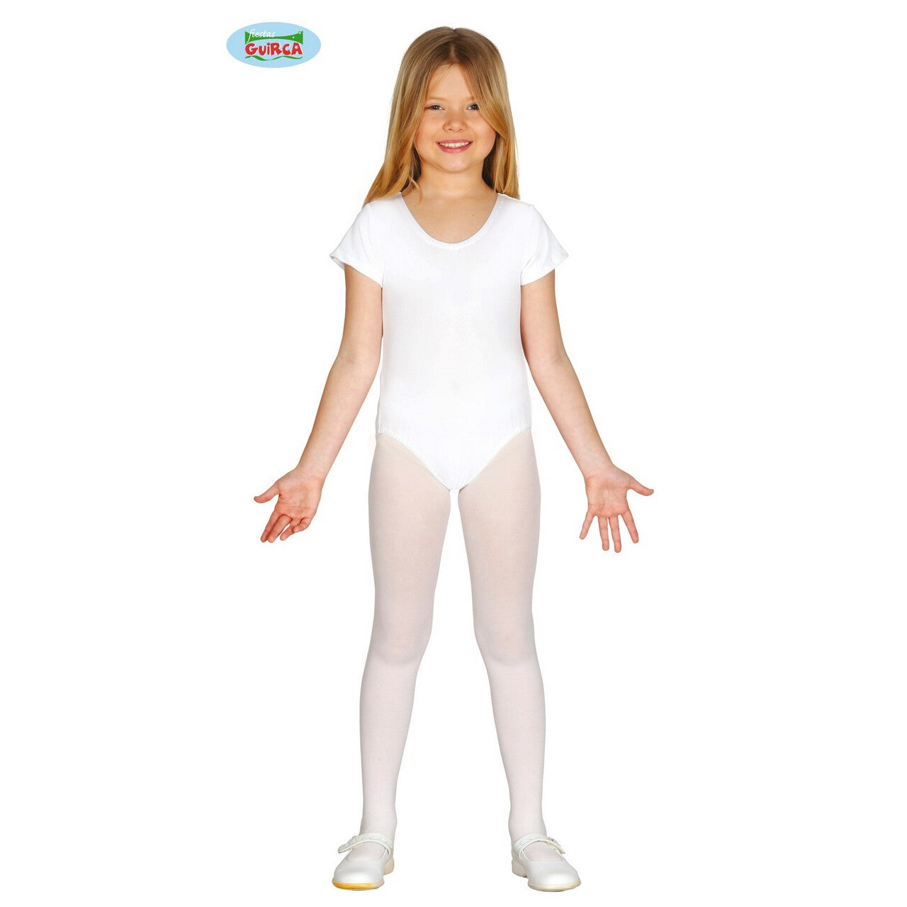Op deze afbeelding zie je een Kostuums, van het merk Guirca. Witte Body Ballerina Dansvoorstelling Meisje Kostuum