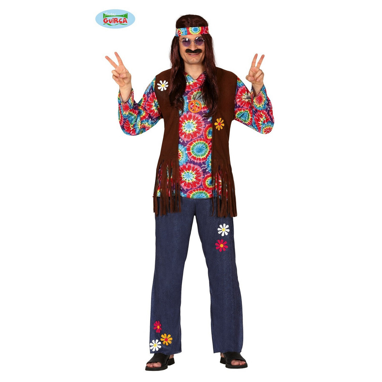 Op deze afbeelding zie je een Kostuums, van het merk Guirca. Psychedlische Forever Young Hippie Man Kostuum