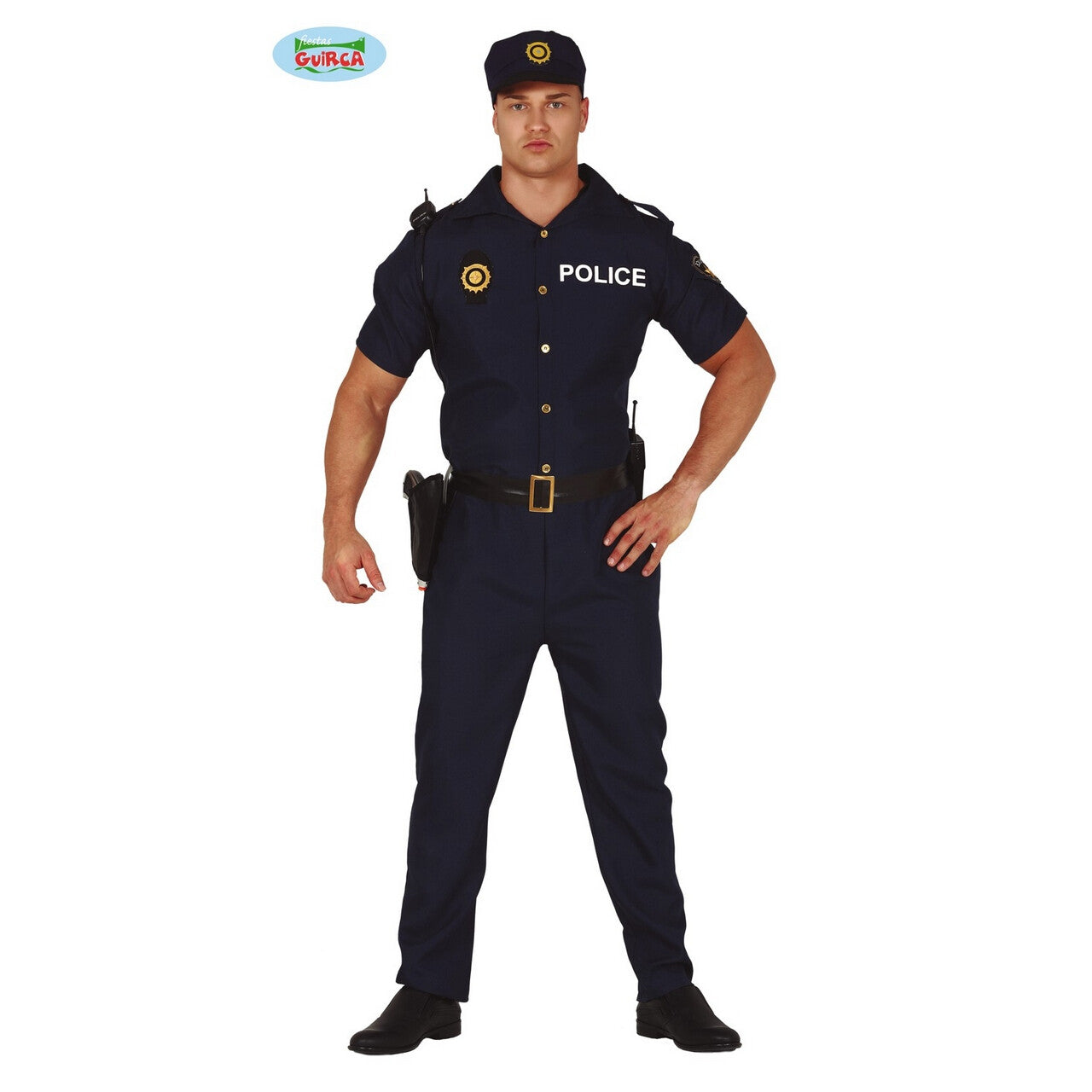 Op deze afbeelding zie je een Kostuums, van het merk Guirca. Spaanse Politie Agent Barcelona Man Kostuum