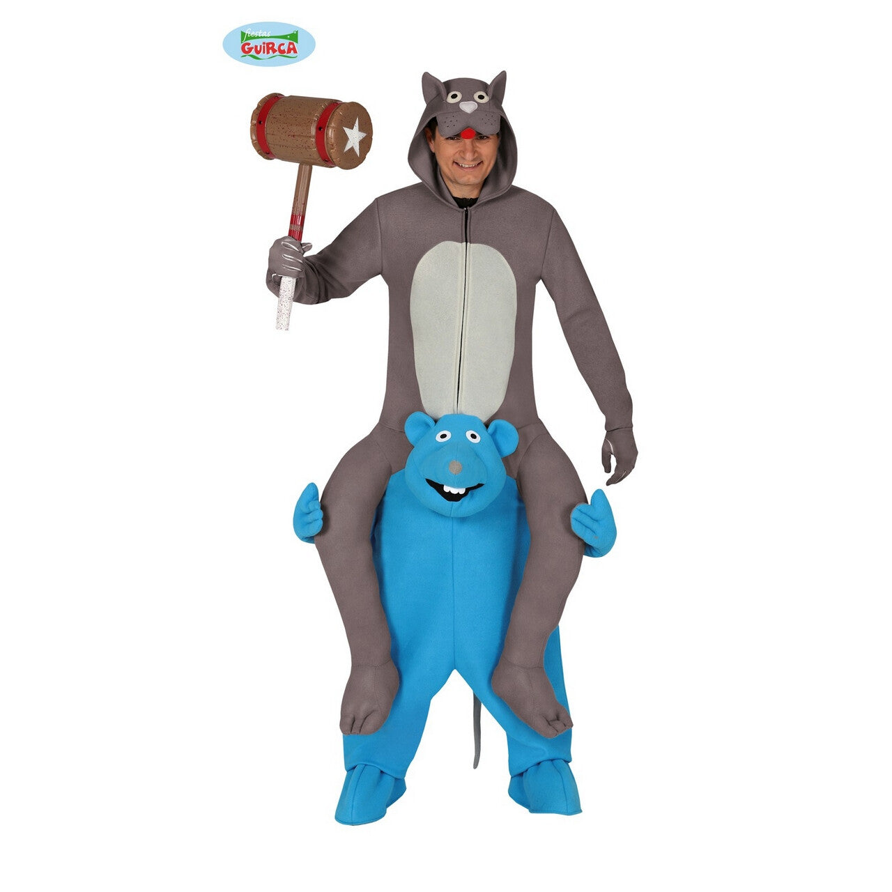 Op deze afbeelding zie je een Kostuums, van het merk Guirca. Kat Op De Schouders Van Een Rat Kostuum