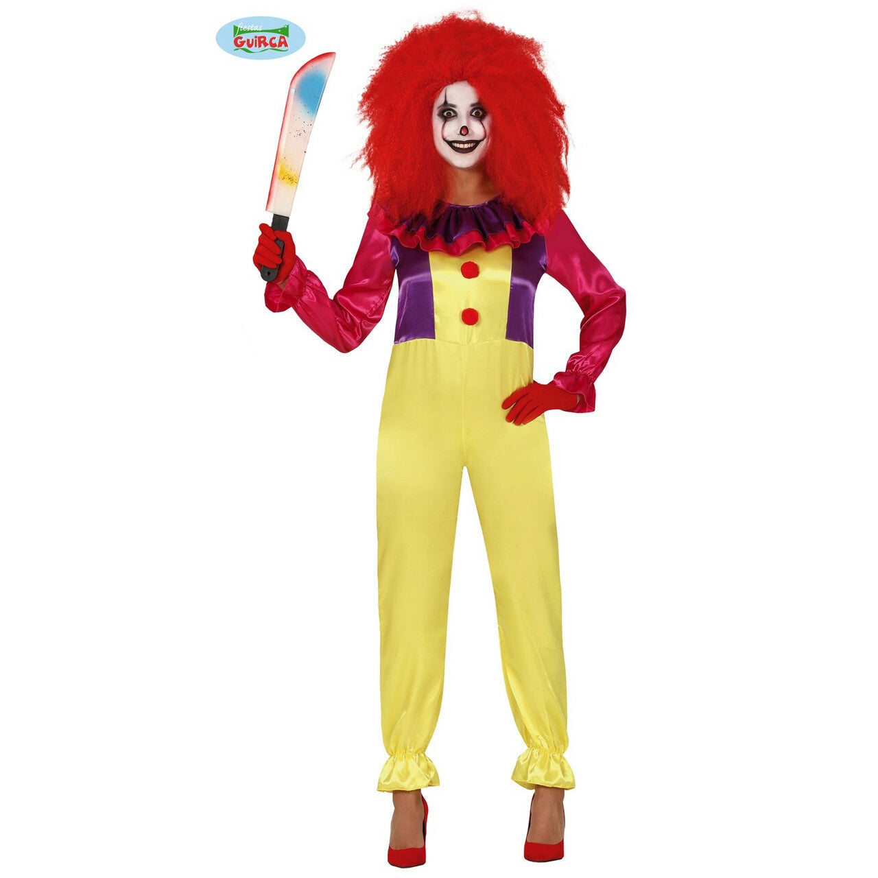 Op deze afbeelding zie je een Kostuums, van het merk Guirca. Potsierlijke Clown Circus Zanzara Vrouw Kostuum